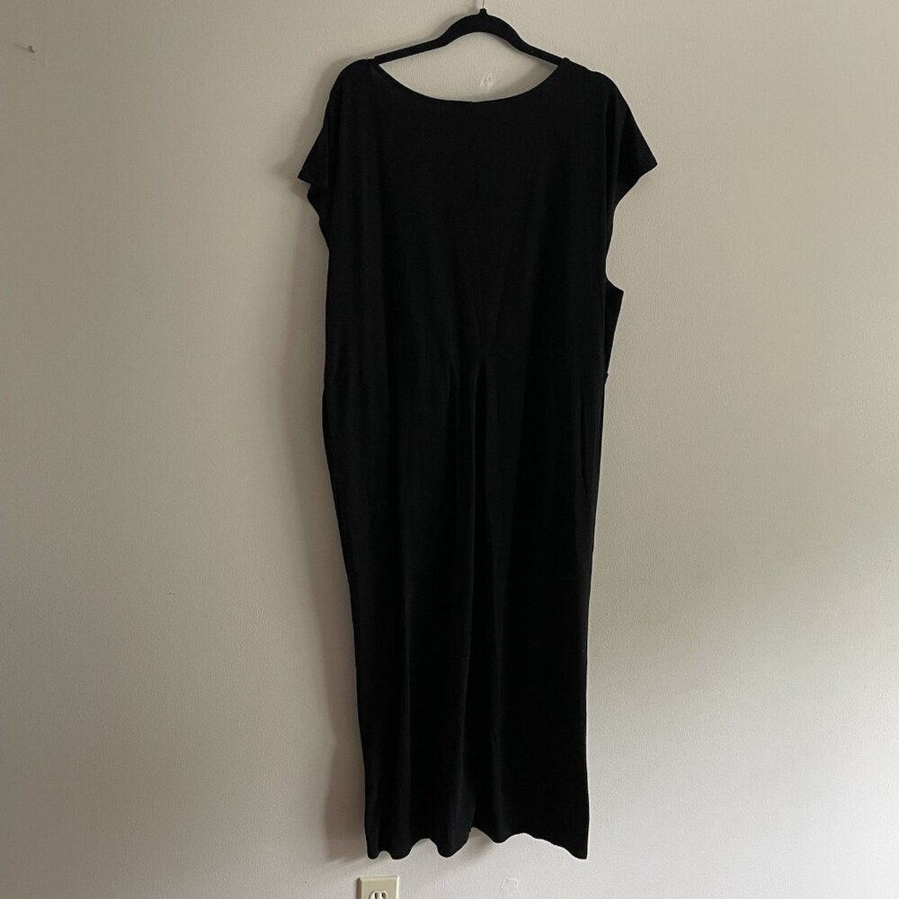 Torrid Women 4X Black Knit Short Sleeve Pullover Shirred Tulip Hem Midi Dress - Picture 12 of 12